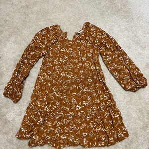 Art Class Brown Floral Kids Dress